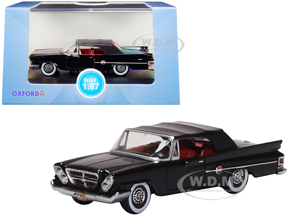 1961 Chrysler 300 Closed Convertible Black With Red Interior 1/87 (ho) Scale Diecast Model Car By Oxford Diecast