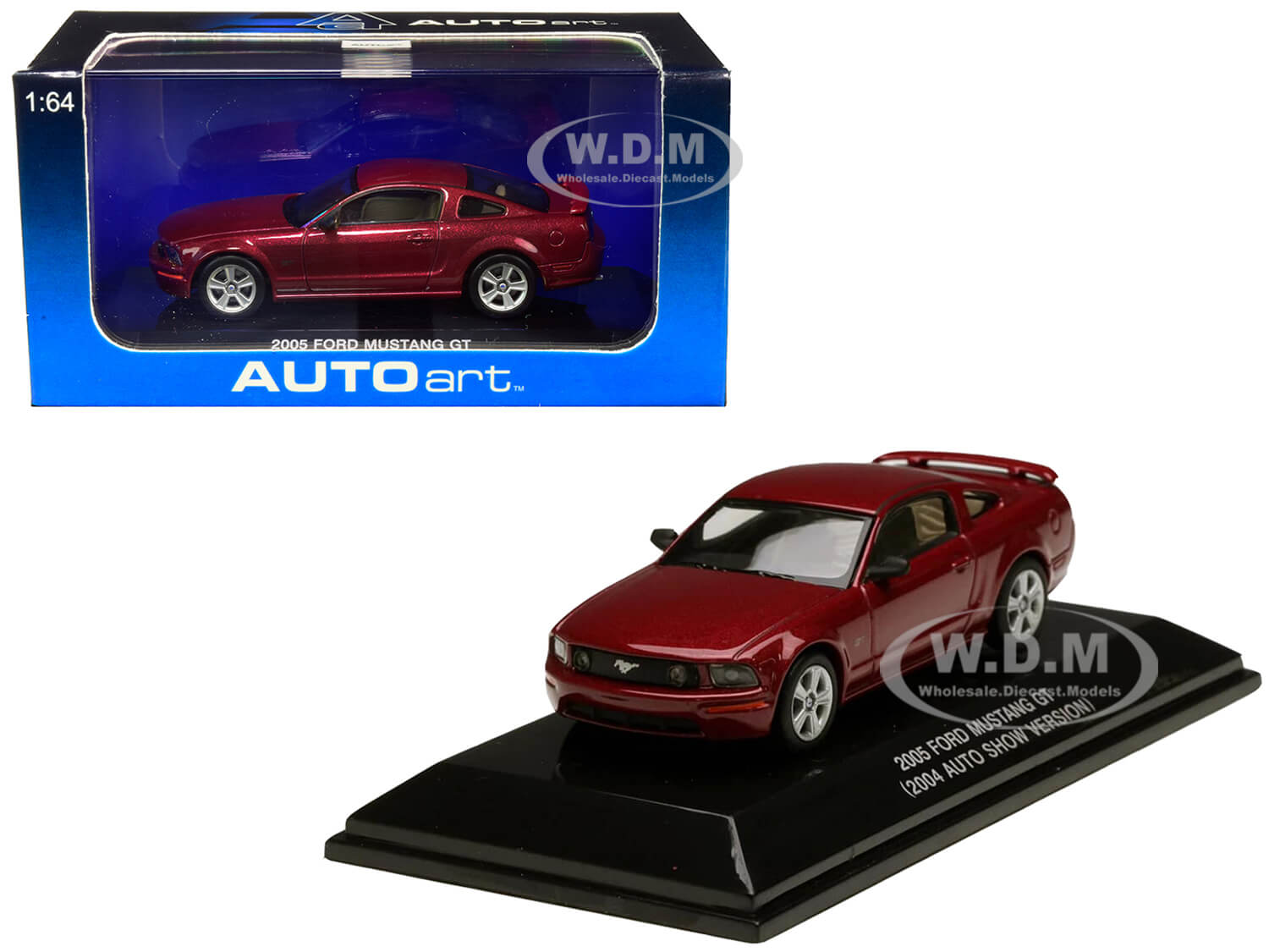 Image of 2005 Ford Mustang GT Red Fire Metallic (2004 Auto Show Version) 1/64 Diecast Model Car by Autoart