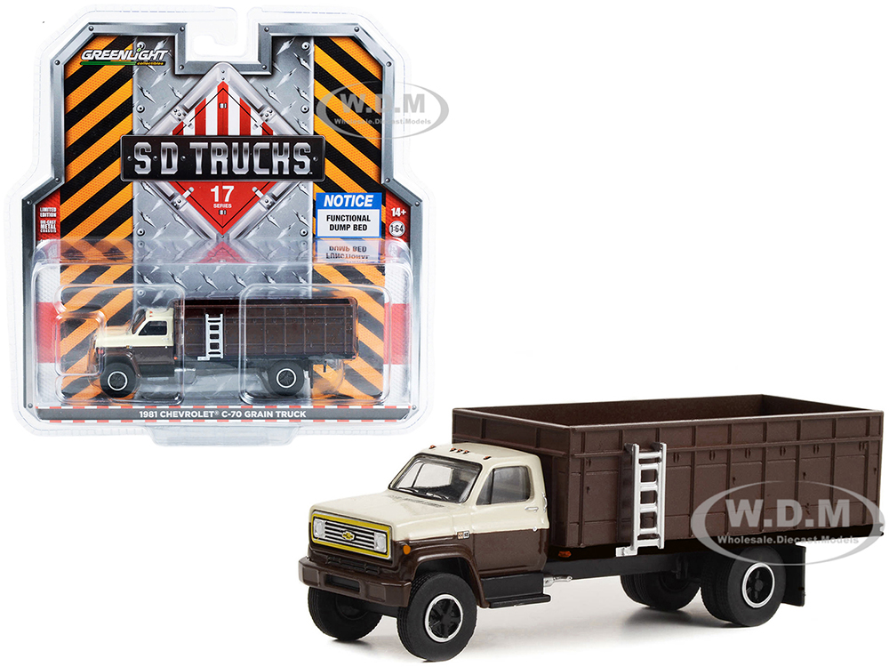 1981 Chevrolet C-70 Grain Truck Brown and Tan with Brown Bed "S.D. Trucks" Series 17 1/64 Diecast Model Car by Greenlight