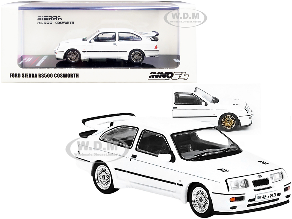 1986 Ford Sierra RS500 Cosworth RHD (Right Hand Drive) White with Extra Wheels 1/64 Diecast Model Car by Inno Models