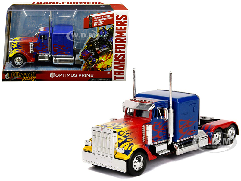 Optimus Prime Truck with Robot on Chassis from Transformers Movie Hollywood Rides Series  Diecast Model by Jada