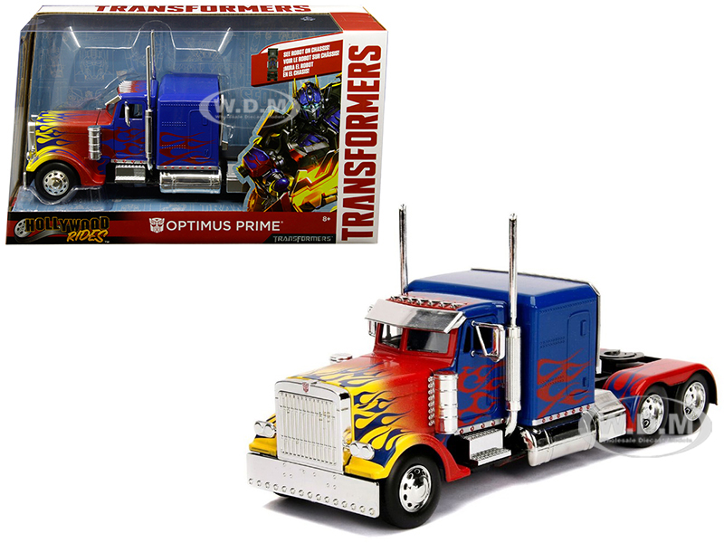 Optimus Prime Truck with Robot on Chassis from Transformers Movie Hollywood Rides Series Diecast Model by Jada