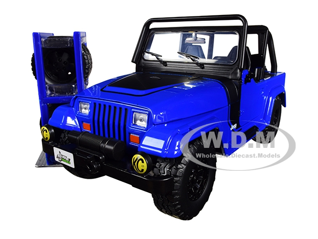 1992 Jeep Wrangler Dark Blue With Extra Wheels "just Trucks" Series 1/24 Diecast Model Car By Jada