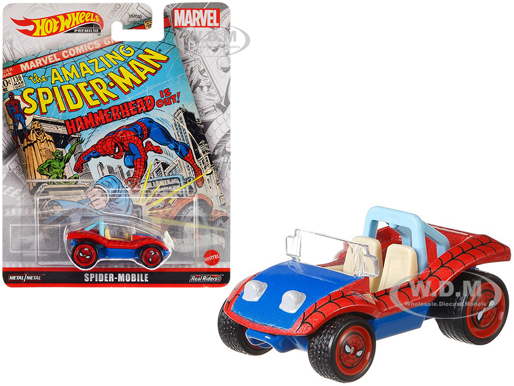 Spider Mobile Red and Blue with Graphics The Amazing Spider-Man Marvel Diecast Model Car by Hot Wheels