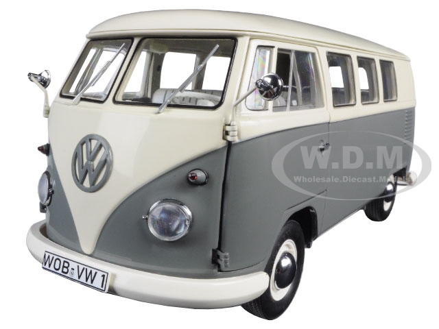 Volkswagen T1 Bus Pearl White/grey Limited Edition To 1000pcs 1/18 Diecast Model By Schuco