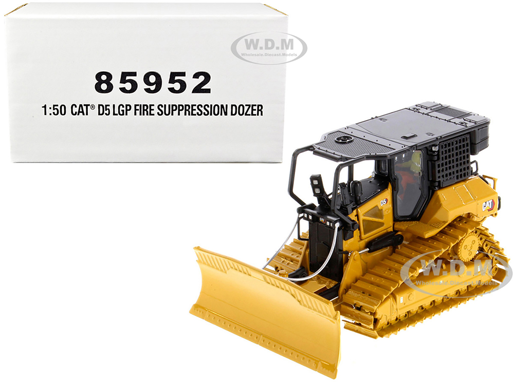 CAT Caterpillar D5 LGP Track Type Tractor Fire Dozer Yellow with Operator High Line Series 1/50 Diecast Model by Diecast Masters