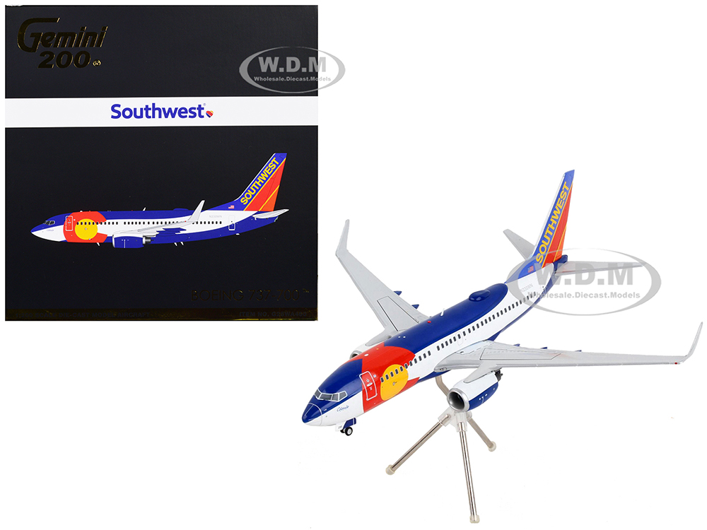 Boeing 737-700 Commercial Aircraft Southwest Airlines - Colorado One White and Blue Gemini 200 Series 1/200 Diecast Model Airplane by GeminiJets