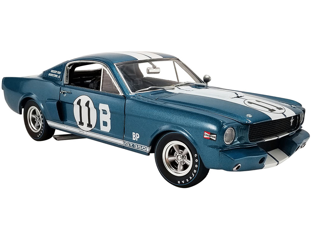 1965 Shelby GT 350R 11B Mark Donahue "Dockery Ford" Blue Metallic with White Stripes Limited Edition to 600 pieces Worldwide 1/18 Diecast Model Car b
