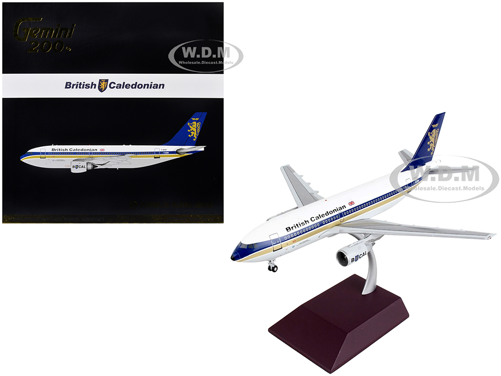 Airbus A310-200 Commercial Aircraft British Caledonian White with Blue Stripes and Tail Gemini 200 Series 1/200 Diecast Model Airplane by GeminiJets
