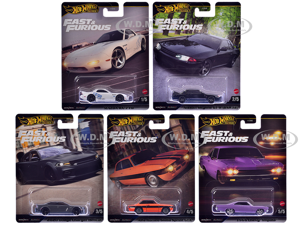 "Fast &amp; Furious" 2025 5 piece Set K Diecast Model Cars by Hot Wheels