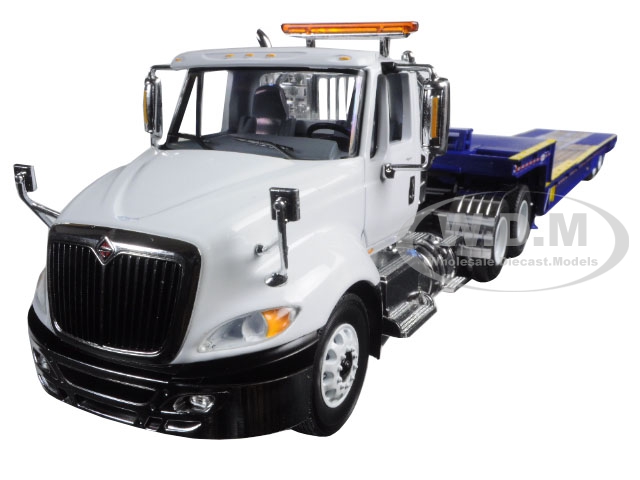 Image of International ProStar with Ledwell Hydratail Trailer White and Blue 1/34 Diecast Model by First Gear