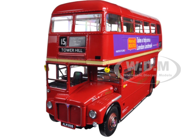 1964 Routemaster Double Decker London Bus Red RM2089-ALM89B 1/24 Diecast Model by Sunstar