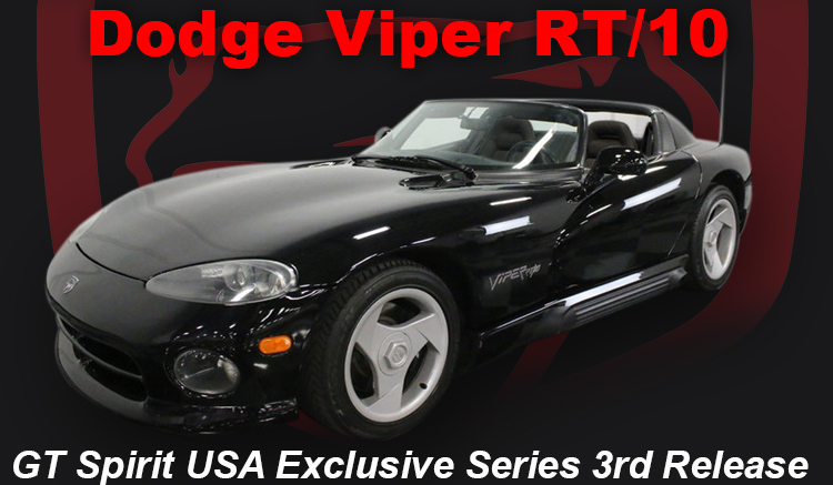 Image of 1992-1995 Dodge Viper RT/10 Black USA Exclusive Series Release 3 1/18 Model Car by GT Spirit for ACME