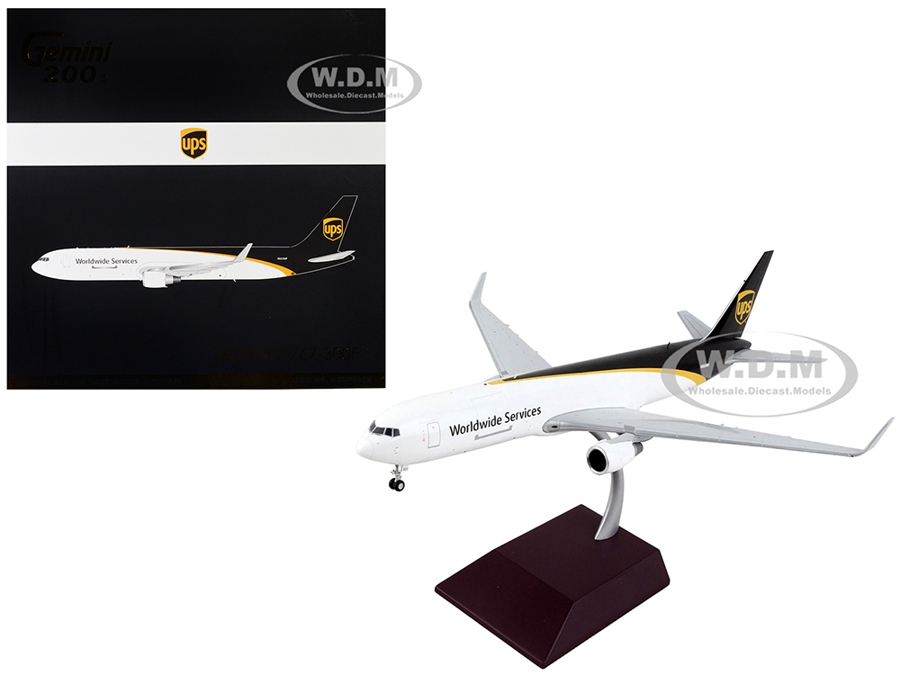 Boeing 767-300F Commercial Aircraft UPS Worldwide Services White with Black Tail Gemini 200 Series 1/200 Diecast Model Airplane by GeminiJets