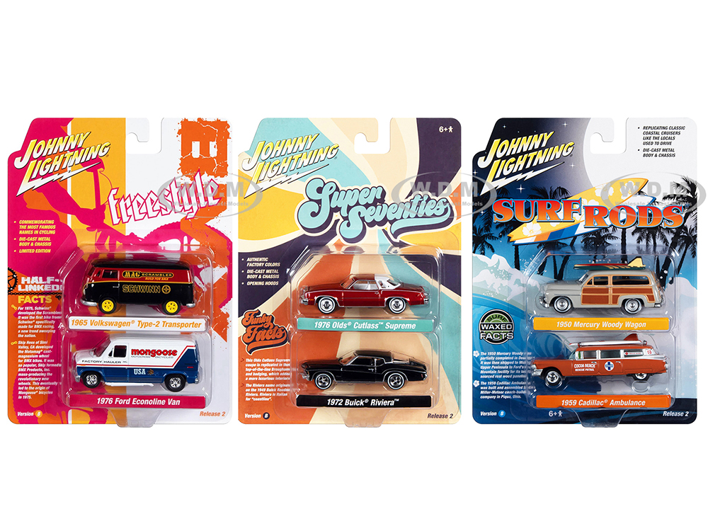 Johnny Lightning 2-Packs 2023 Set B of 6 pieces Release 2 1/64 Diecast Model Cars by Johnny Lightning