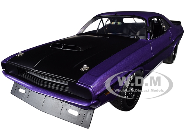 Image of 1970 Dodge Challenger Trans Am Street Version Plum Crazy/Purple with Black Hood and Black Stripes Limited Edition to 480 pieces Worldwide 1/18 Diecas
