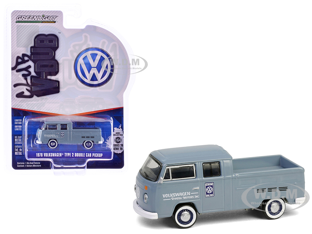 1978 Volkswagen Type 2 Double Cab Pickup Truck "Volkswagen Service" Gray "Club Vee-Dub" Series 20 1/64 Diecast Model Car by Greenlight