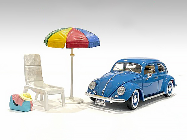 "Beach Girls" Accessories (Beach Chair and Beach Umbrella and Duffle Bag) for 1/18 Scale Models by American Diorama