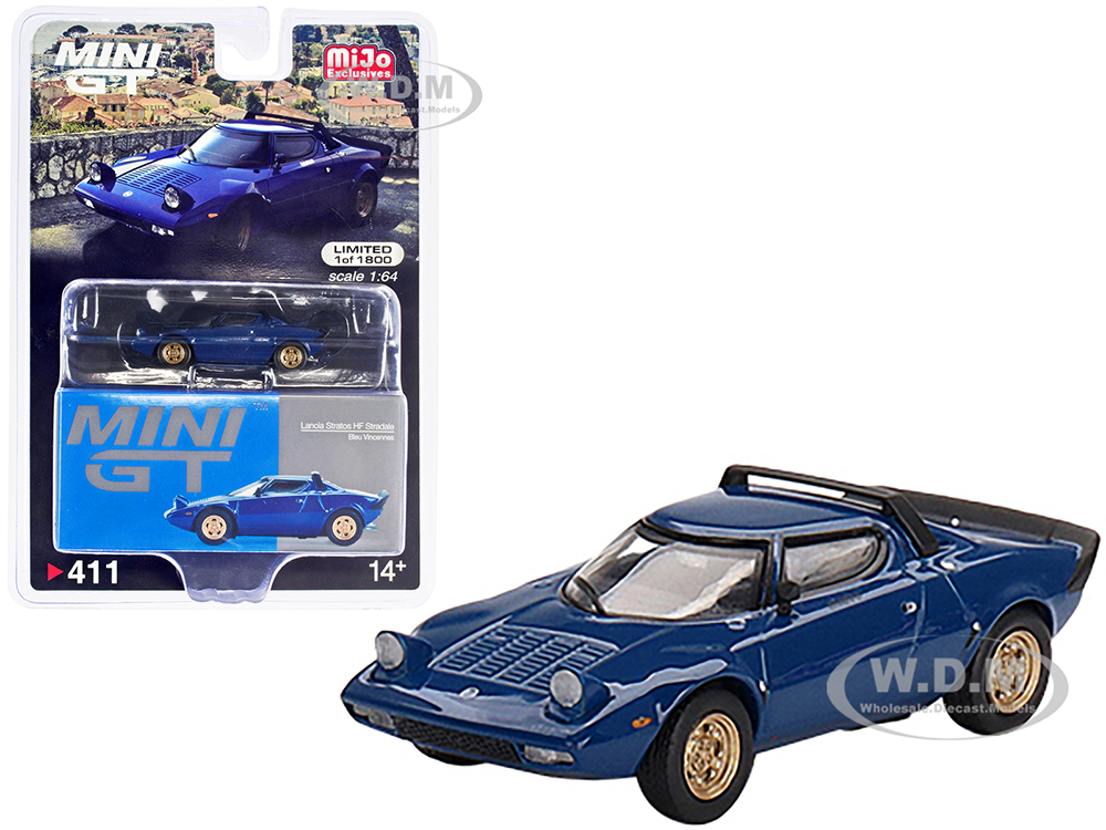 Lancia Stratos HF Stradale Bleu Vincennes Blue Limited Edition to 1800 pieces Worldwide 1/64 Diecast Model Car by True Scale Miniatures