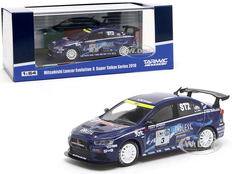 Mitsubishi Lancer Evolution X 3 Mineo / Murata / Yamauchi "super Taikyu" Series (2010) 1/64 Diecast Model Car By Tarmac Works