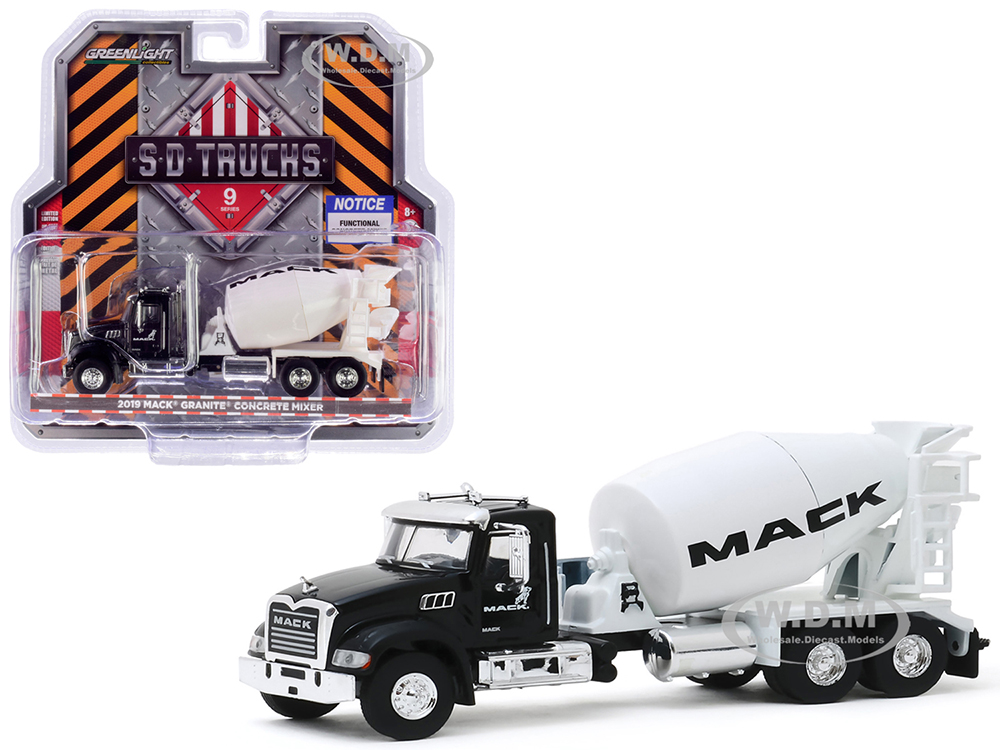 2019 Mack Granite Concrete Mixer "mack Fleet Management Services" Show Truck Black And White "s.d. Trucks" Series 9 1/64 Diecast Model By Greenlight