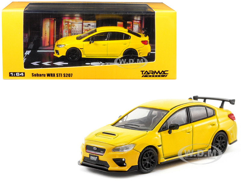 Subaru Wrx Sti S207 Sunrise Yellow 1/64 Diecast Model Car By Tarmac Works