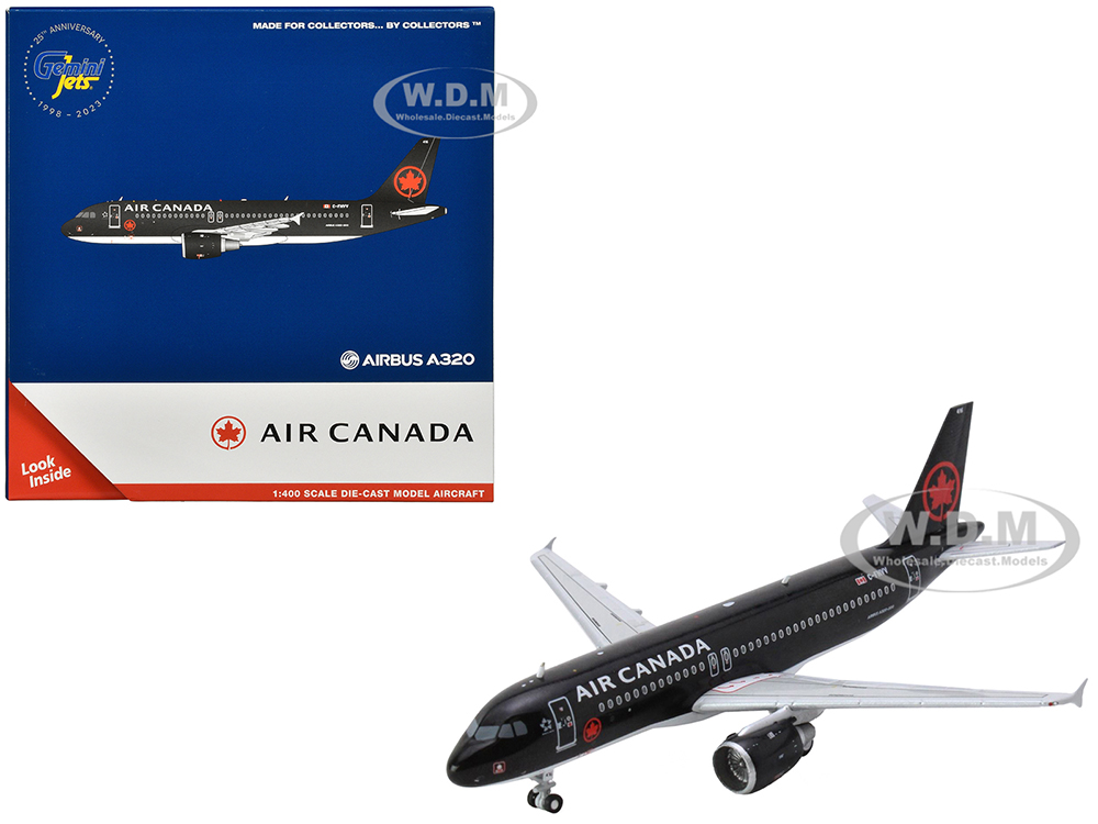 Airbus A320 Commercial Aircraft "Air Canada" (C-FNVV) Black 1/400 Diecast Model Airplane by GeminiJets