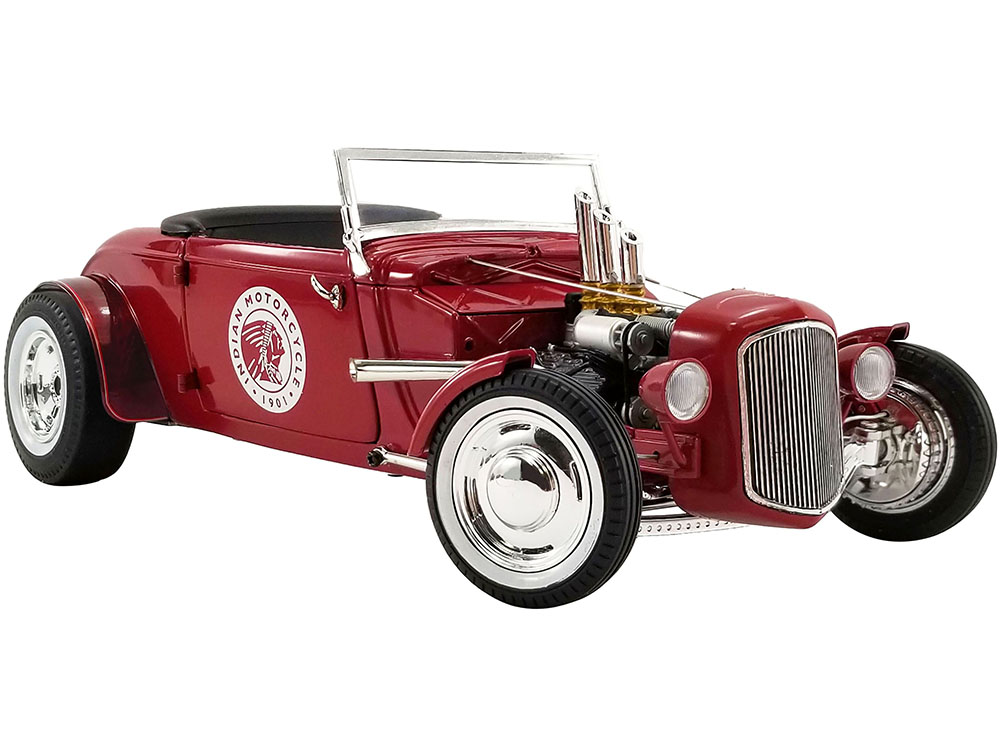 1934 Hot Rod Roadster Red "Indian Motorcycle" Limited Edition to 504 pieces Worldwide 1/18 Diecast Model Car by GMP