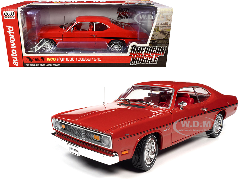 Image of 1970 Plymouth Duster 340 Hardtop Rallye Red with Red Interior and Black Stripes "Hemmings Classic Car" Magazine Cover Car (September 2007) 1/18 Dieca