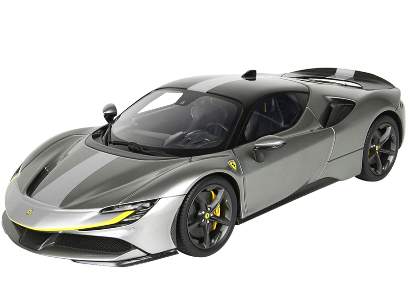 Image of Ferrari SF90 Stradale Race Version Iron Gray Metallic with DISPLAY CASE Limited Edition to 229 pieces Worldwide 1/18 Model Car by BBR