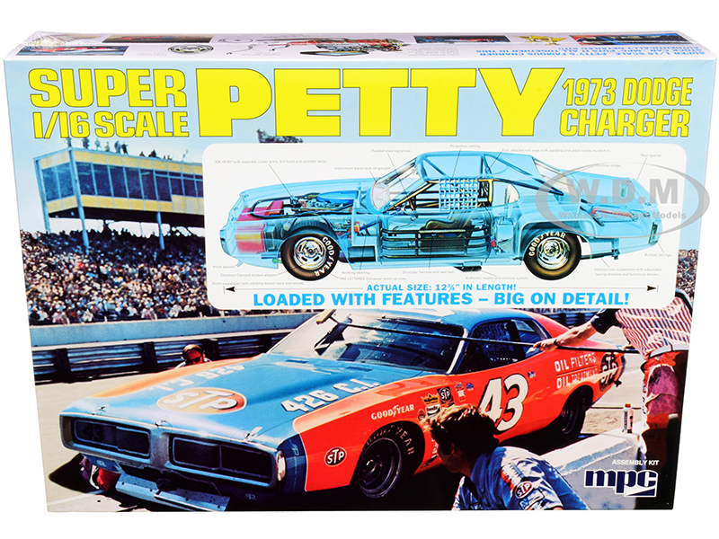 Skill 3 Model Kit 1973 Dodge Charger Richard Petty 1/16 Scale Model by MPC