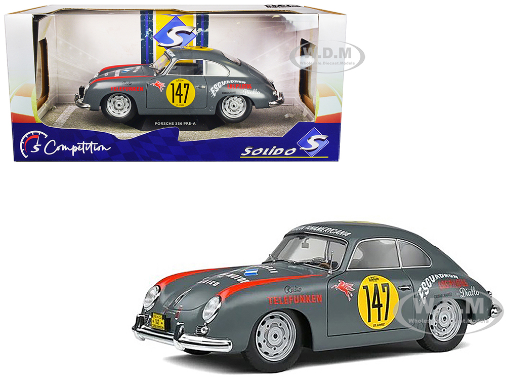 Porsche 356 Pre-A #147 Gray with Graphics Carrera Panamericana (1954) Competition Series 1/18 Diecast Model Car by Solido