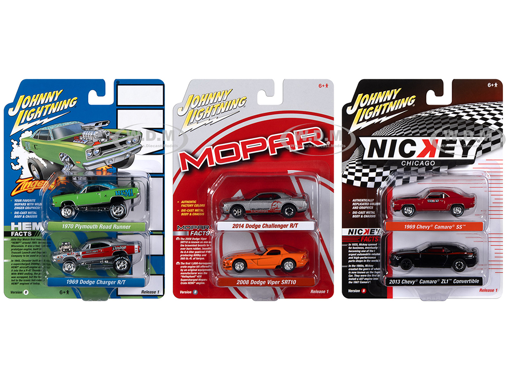 Johnny Lightning 2-Packs 2023 Set B of 6 pieces Release 1 1/64 Diecast Model Cars by Johnny Lightning