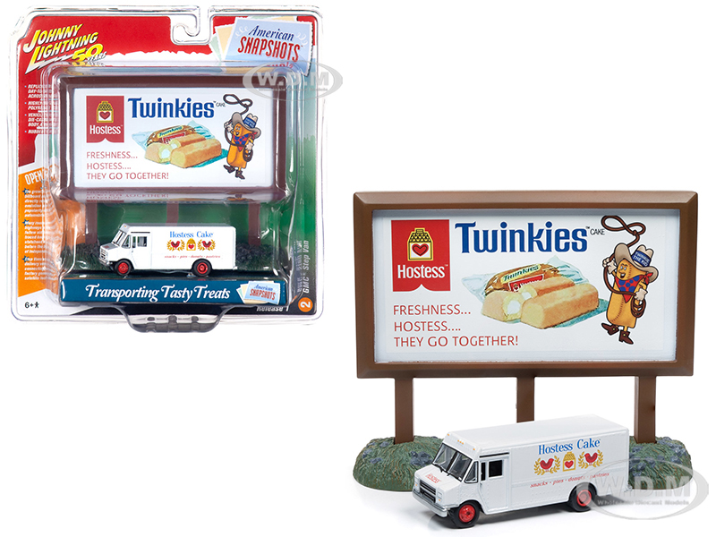 Gmc Step Van White With "hostess" Country Billboard "johnny Lightning 50th Anniversary" 1/64 Diecast Model By Johnny Lightning