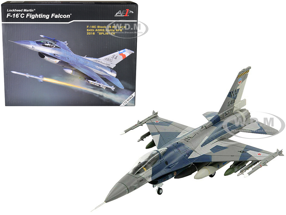 Lockheed Martin F-16C Fighting Falcon Fighter Aircraft "Splinter 64th AGRS Nellis AFB" United States Air Force (2016) 1/72 Diecast Model by Air Force