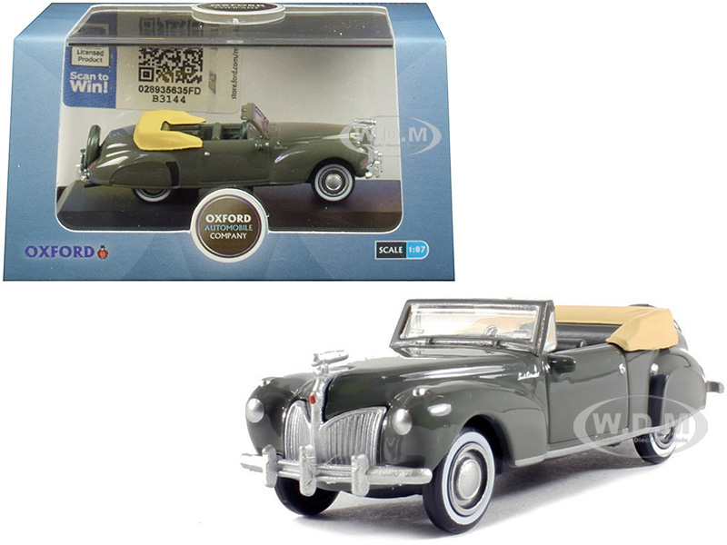 Image of 1941 Lincoln Continental Convertible Pewter Gray 1/87 (HO) Scale Diecast Model Car by Oxford Diecast
