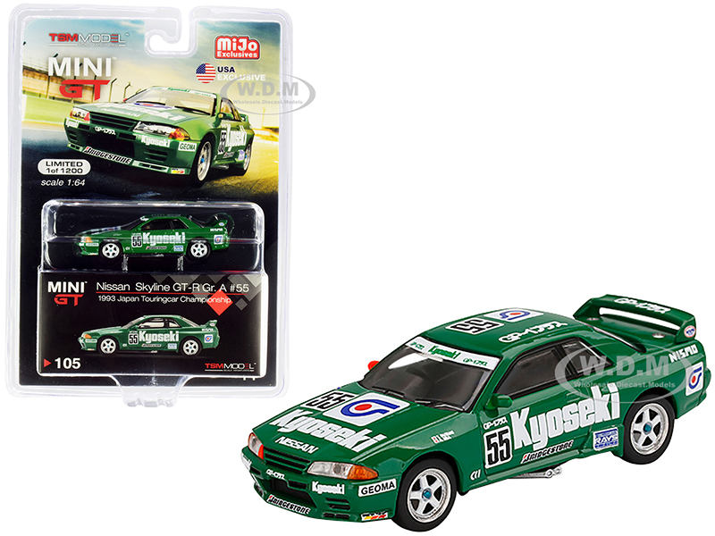Image of Nissan Skyline GT-R (R32) Gr. A RHD (Right Hand Drive) 55 "Kyoseki" Japan Touring Car Championship (1993) Limited Edition to 1200 pieces Worldwide 1/