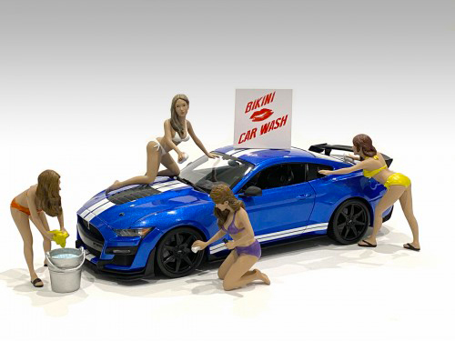 "Bikini Car Wash Girls" 4 piece Figurine Set for 1/24 Scale Models by American Diorama