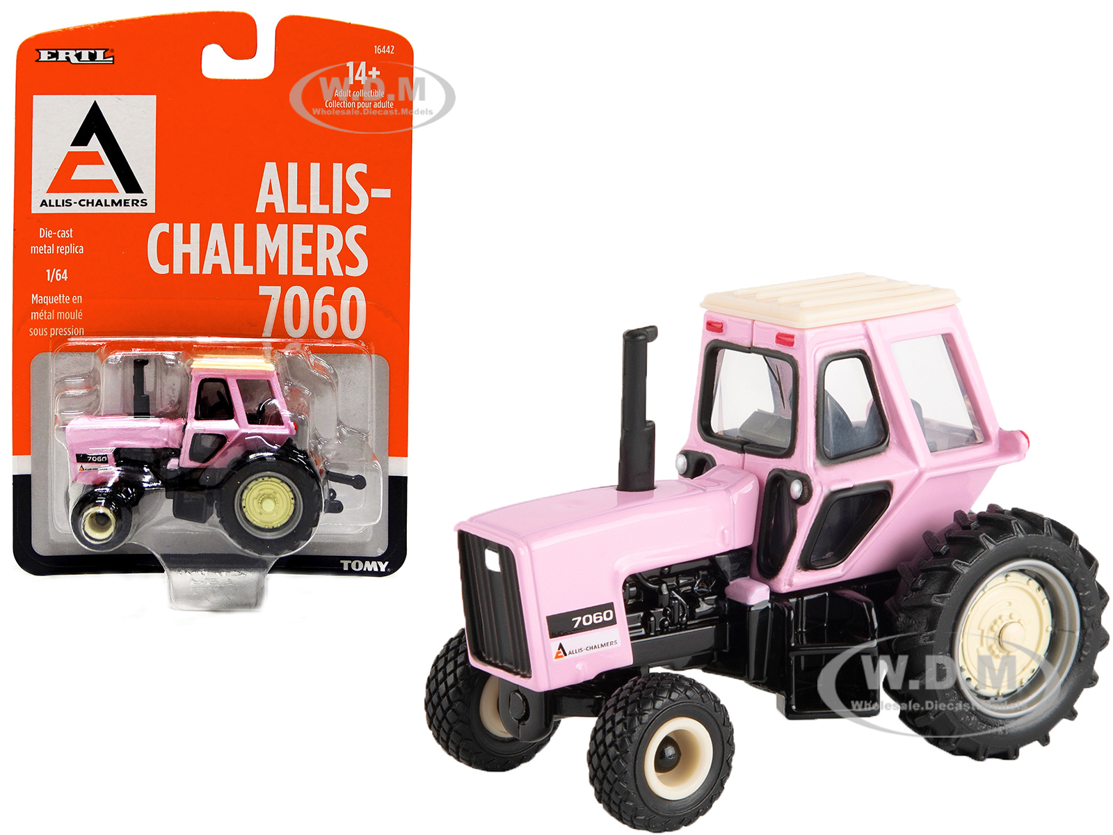 Allis-Chalmers 7060 Tractor Pink with Cream Top 1/64 Diecast Model by ERTL TOMY