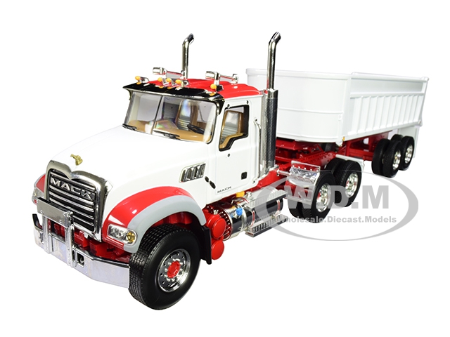 Image of Mack Granite MP with End Dump Trailer White 1/34 Diecast Model by First Gear