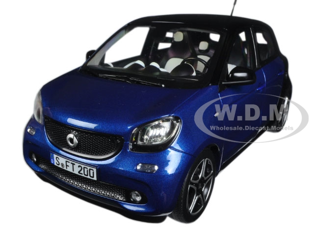 2015 Smart For Four Black And Blue 1/18 Diecast Model Car By Norev