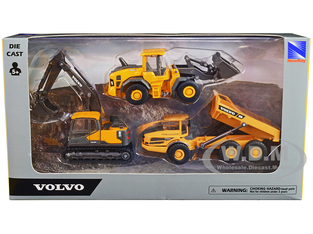 "Volvo Construction Vehicles" Set of 3 pieces Diecast Models by New Ray