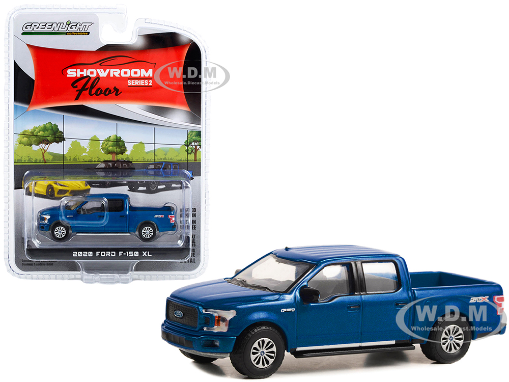 2020 Ford F-150 XL STX Package Pickup Truck Velocity Blue "Showroom Floor" Series 2 1/64 Diecast Model Car by Greenlight