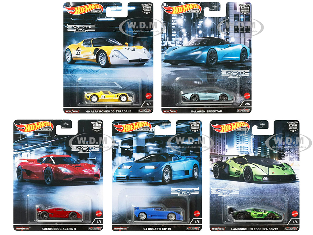 Exotic Envy 5 piece Set Car Culture Series Diecast Model Cars by Hot Wheels