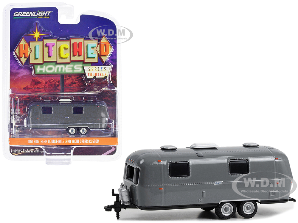 1971 Airstream Double-Axle Land Yacht Safari Custom Travel Trailer Gray "Hitched Homes" Series 14 1/64 Diecast Model by Greenlight