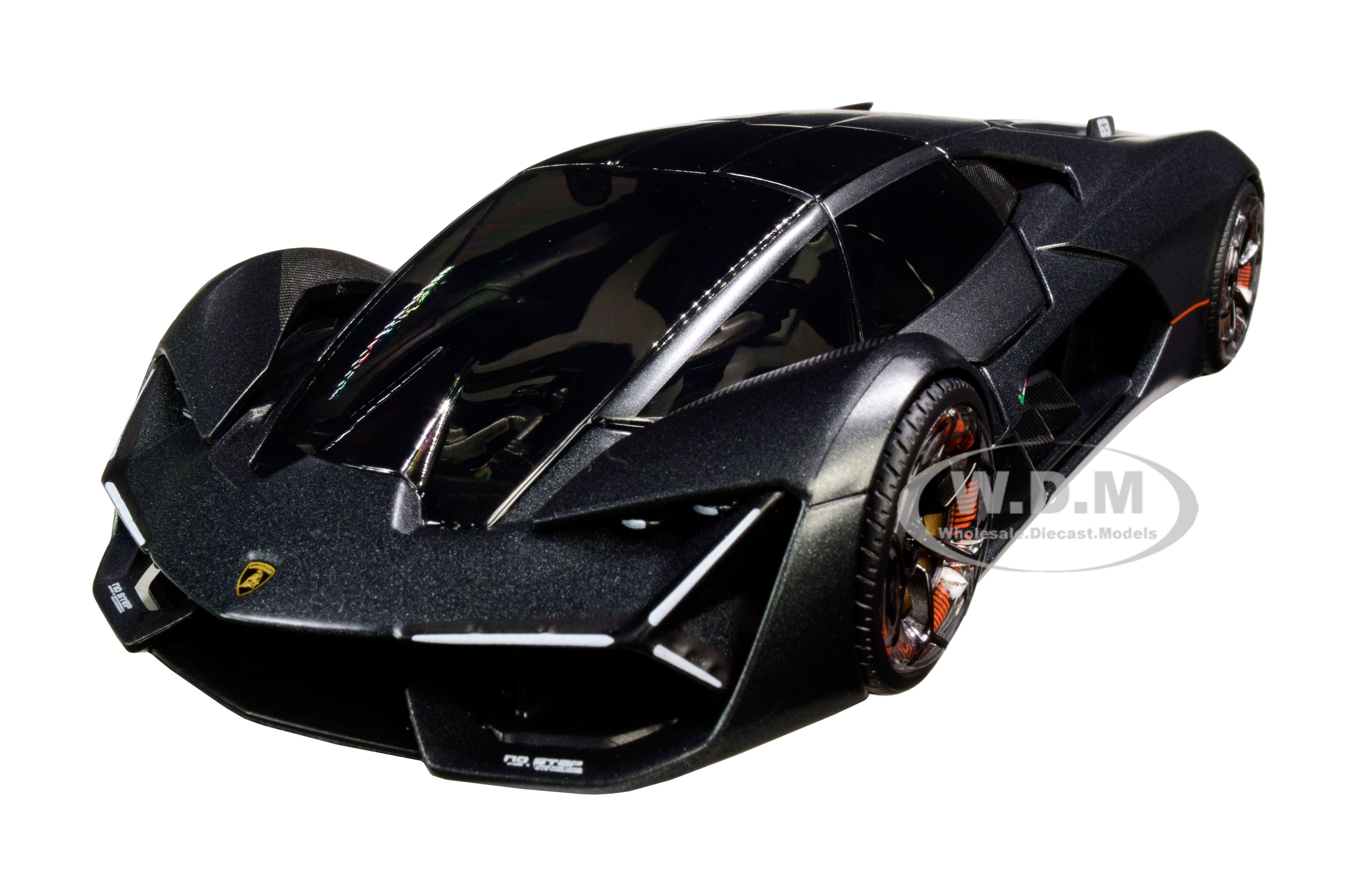 Lamborghini Terzo Millennio Dark Gray Metallic with Black Top and Carbon Accents 1/24 Diecast Model Car by Bburago