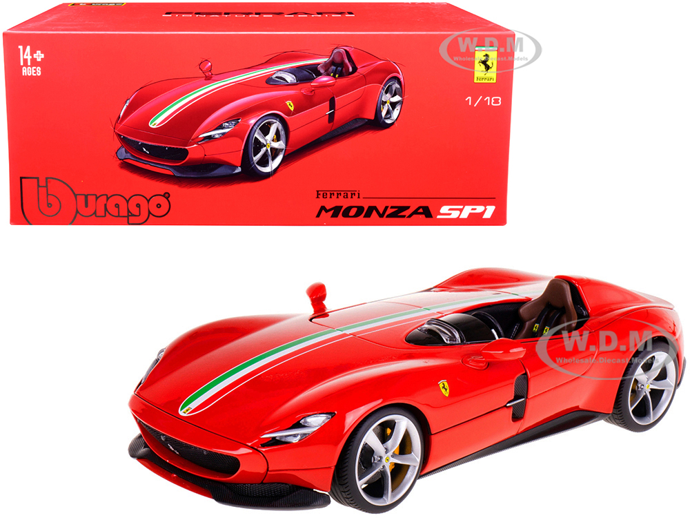 Ferrari Monza SP1 Red with Italian Flag Stripes 