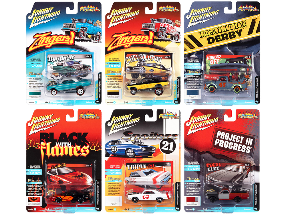 "Street Freaks" 2021 Set A of 6 Cars Release 4 1/64 Diecast Model Cars by Johnny Lightning