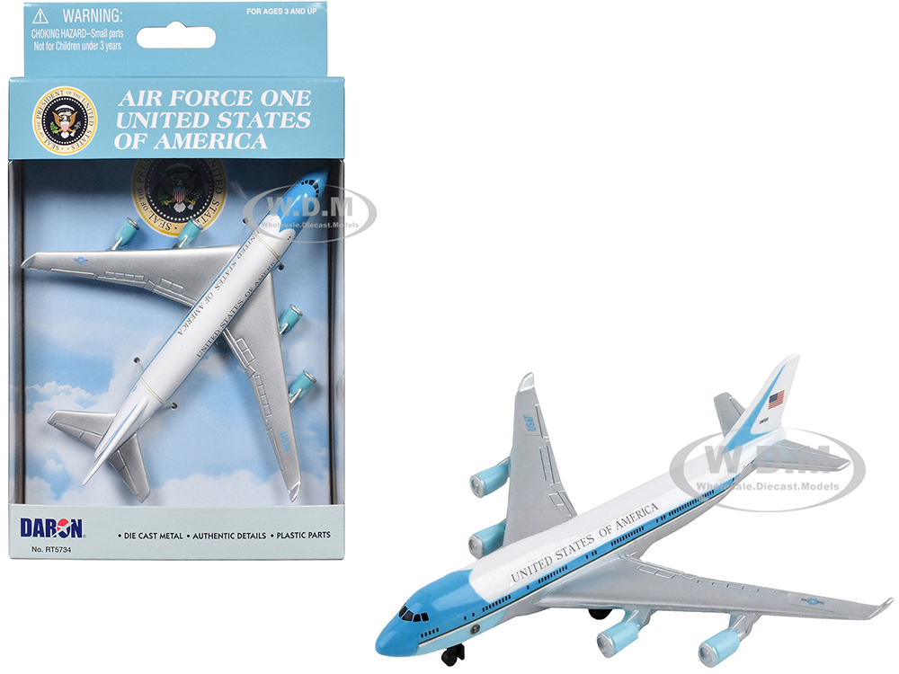 Air Force One Aircraft "United States of America" White with Blue Stripes Diecast Model Airplane by Daron