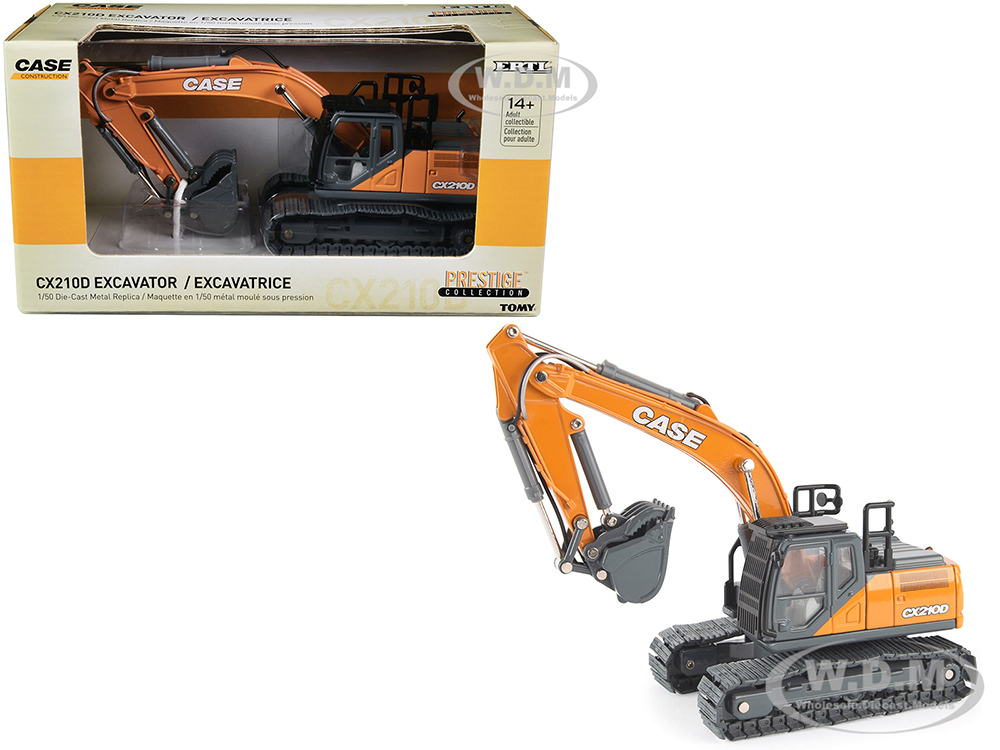 Case CX210D Excavator Orange and Gray "Case Construction" 1/50 Diecast Model by ERTL TOMY